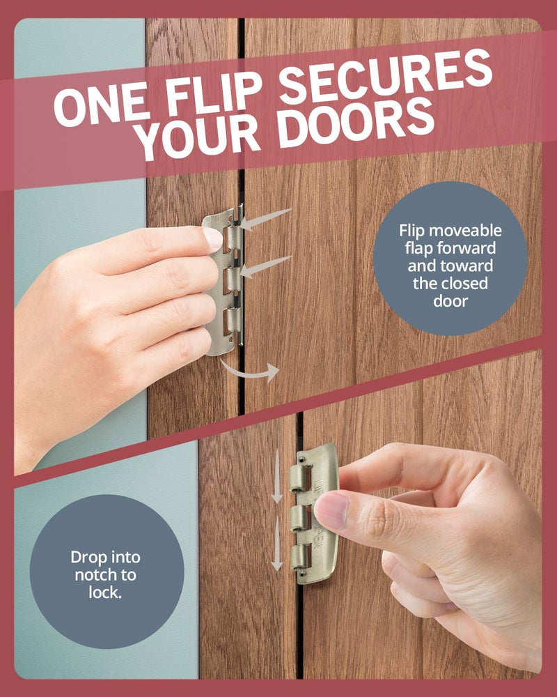 JD Jack N'Drill Jack Nâ€™ Drill Flip Action Door Lock (6 Pack)- Reversible Privacy Door Locks with Anti Lockout Screw for Child Proofing and Home Defense, Easy to Install and Durable Lock for Interior Swing-in Doors - Image 5